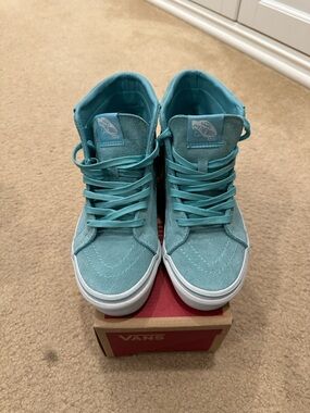 Vans Kids Teal High-Top Sk8-Hi Moc Fringe Suede Sneakers Size 3.0